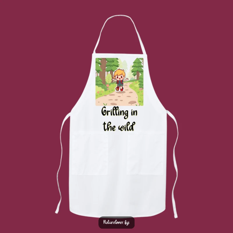 Funny Chef Apron: Character's Hiking Joy, Whimsical Kitchen Adventure Gift Idea
