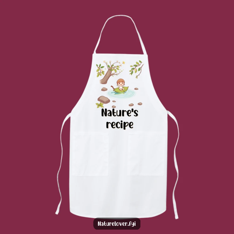Funny Leaf Boat Apron: Cook with Calm, Character's Gentle Stream Adventure!