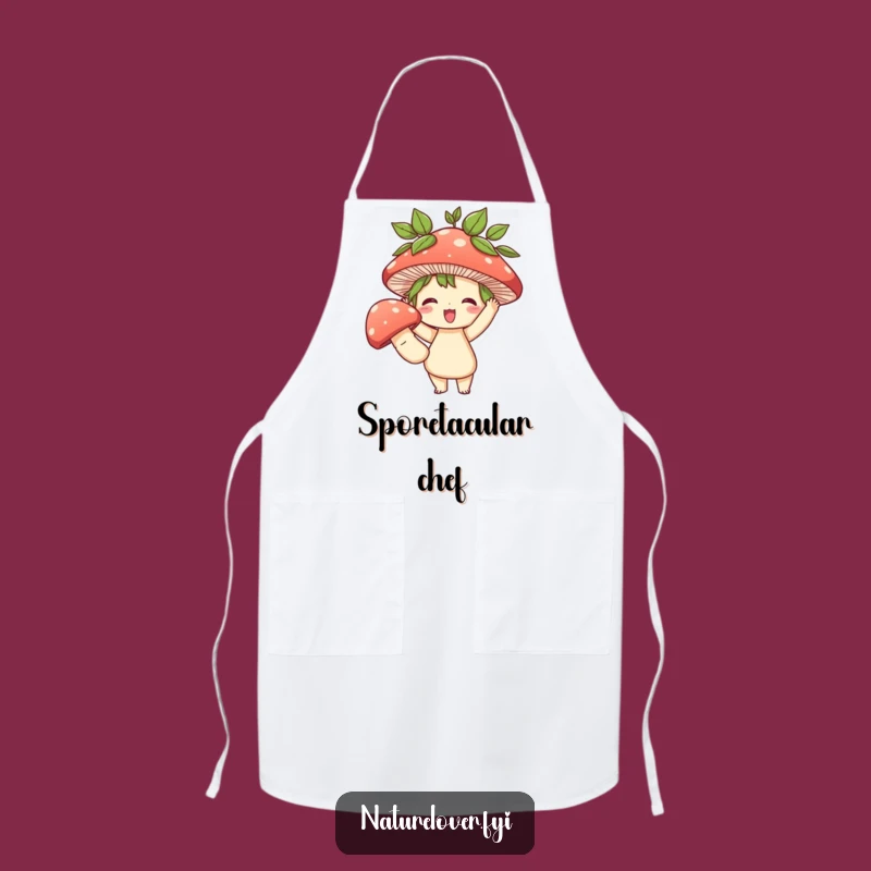 Funny Chef's Delight Apron: Character with Mushroom, Humorous Cooking Funny Gift