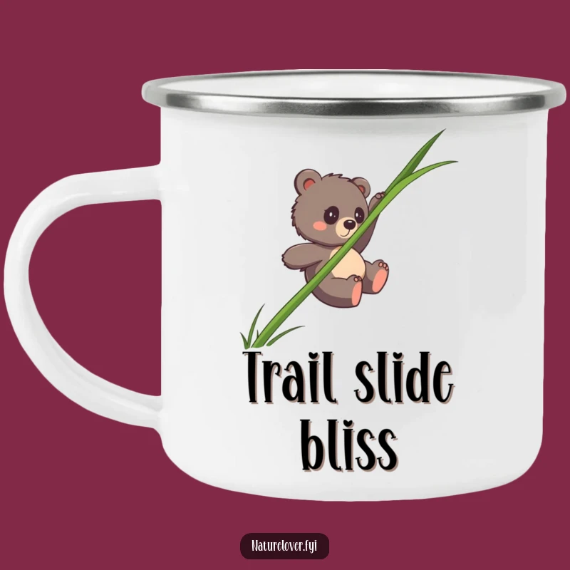 Funny Bear Cub Grass Slide Camping Mug - Adventure-Ready Fun