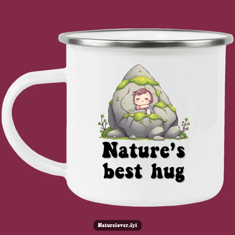 Funny Hugging Rock Camping Mug: Earthy Comfort Trailside, Hilarious Outdoor Gift