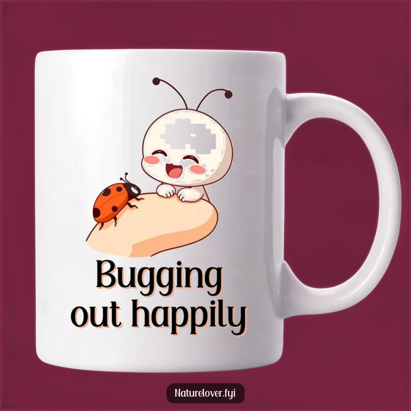 Funny Ladybug Finger Mug: Small Character Laughing, Perfect Funny Gift for Bug Lovers