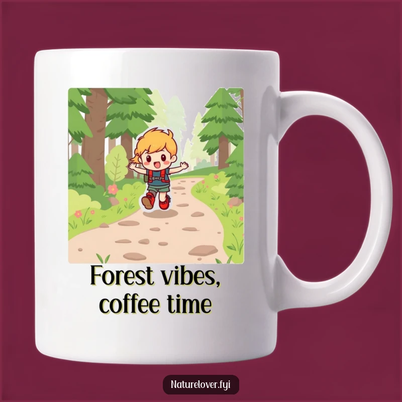 Funny Hiking Mug: Character's Joyful Skip, Perfect Trail Adventure & Outdoorsy Gift