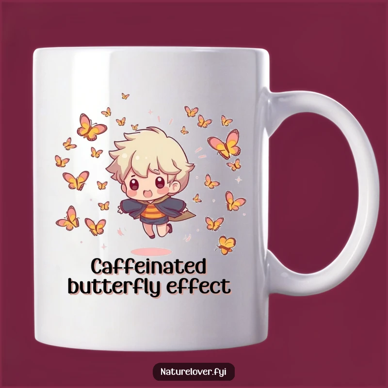 Funny Butterfly Chase Mug: Whimsical Character Fluttering Fun Gift