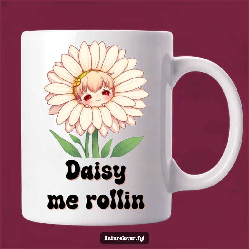 Funny Nature Lover Daisy Hug Mug: Playful Character Gift for Garden Lovers