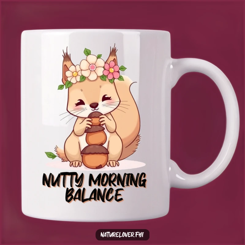 Funny Squirrel Flower Crown Acorn Mug: Whimsical Gift for Nature Lovers