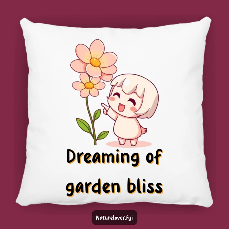 Funny Accent Pillow: Cute Character's Bloom Joy, Comfy & Cute Nature Decor Gift