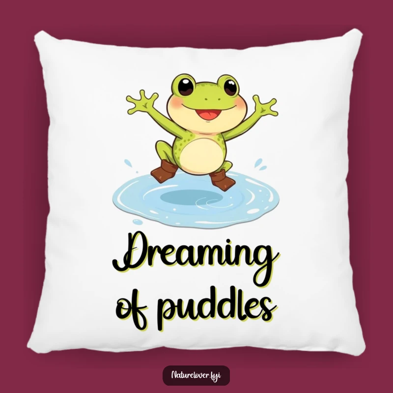Funny Frog Tiny Boots Puddle Pillow - Comfy & Hilarious Accent