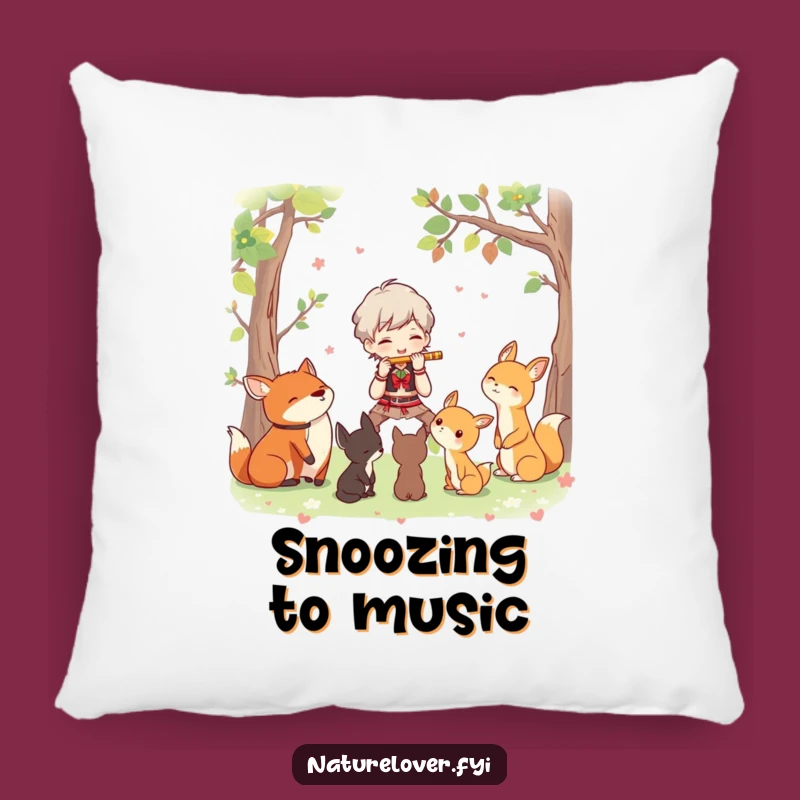 Funny Woodland Melody Pillow: Comfy Character Flute Cushion