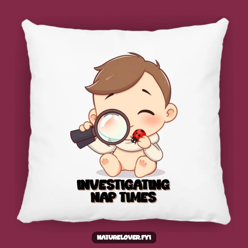 Funny Nature Pillow: Character's Bug Fascination, Comfy & Cozy Science Decor Gift