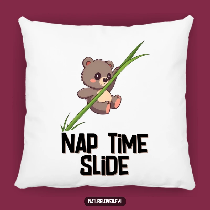 Funny Bear Cub Grass Slide Pillow - Comfy & Hilarious Accent