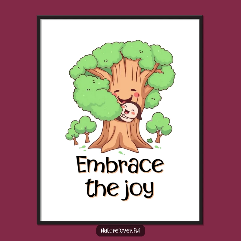 Funny Hugging Tree Digital Art: Instant Nature Joy for Your Walls