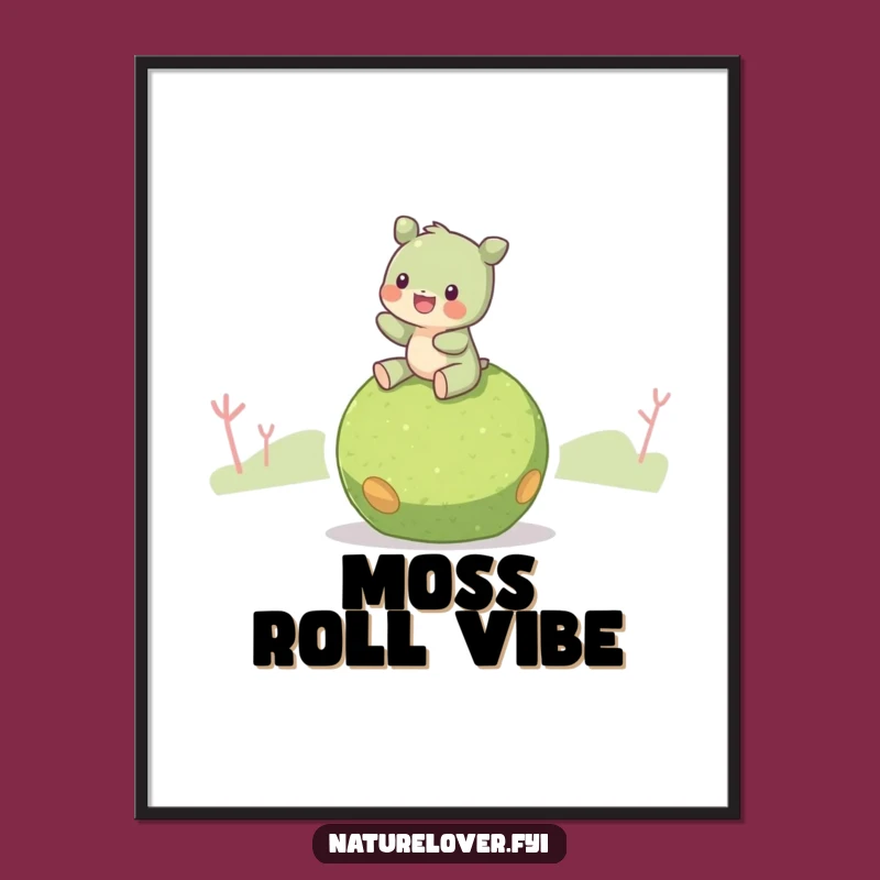 Funny Moss Ball Rider Digital Art: Instant Nature Decor - A Perfect Funny Gift!
