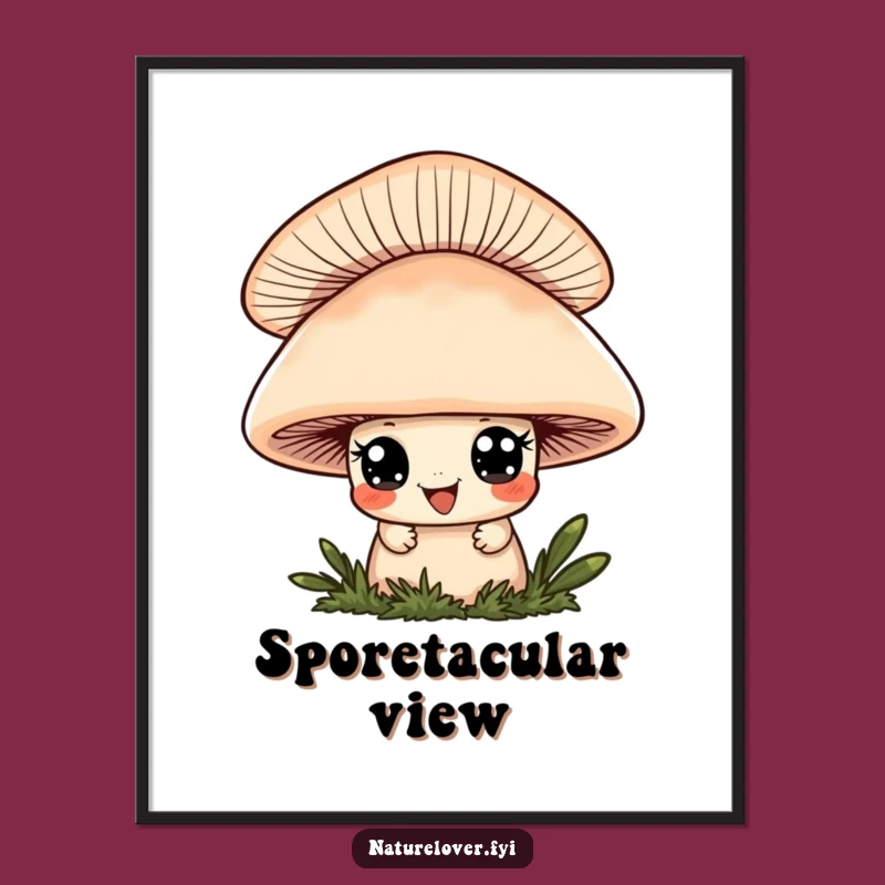 Funny Mushroom Peeker Digital Art - Cute Character Print for Instant Charm