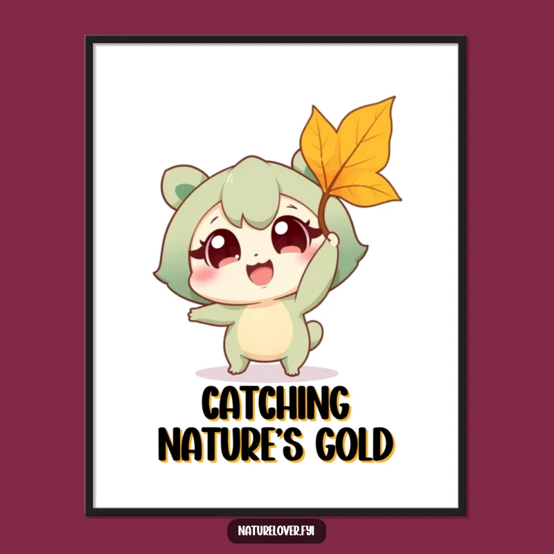Funny Nature Lover Leaf Catch Digital Art: Joyful Outdoor Decor & Gift