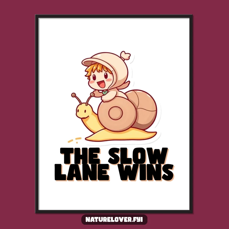 Funny Snail Racer Digital Art: Hilarious Decor for Joyful Spaces