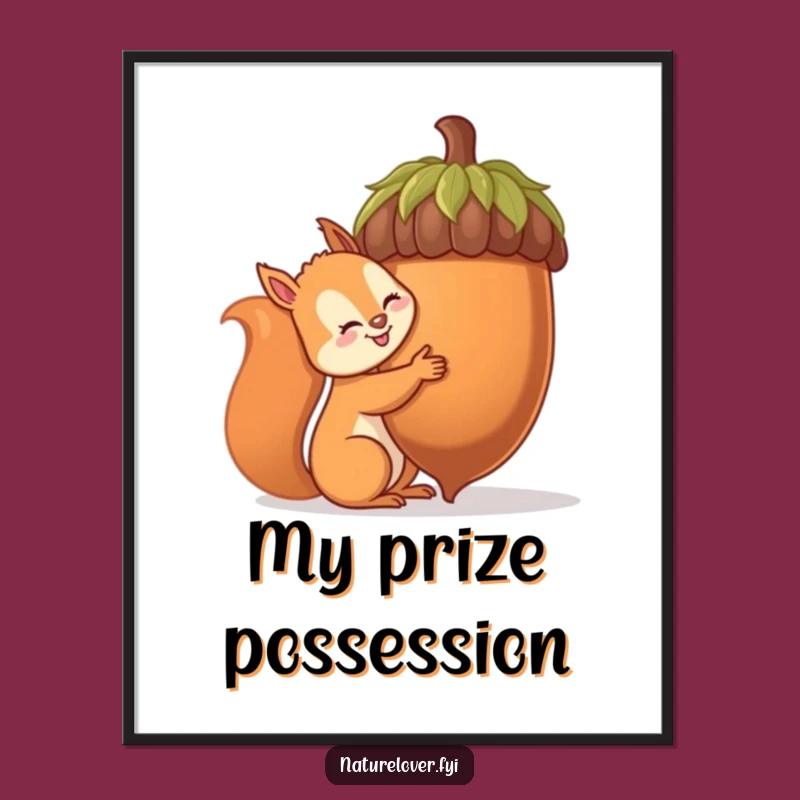 Funny Squirrel Giant Acorn Digital Art - Instant Hilarious Download