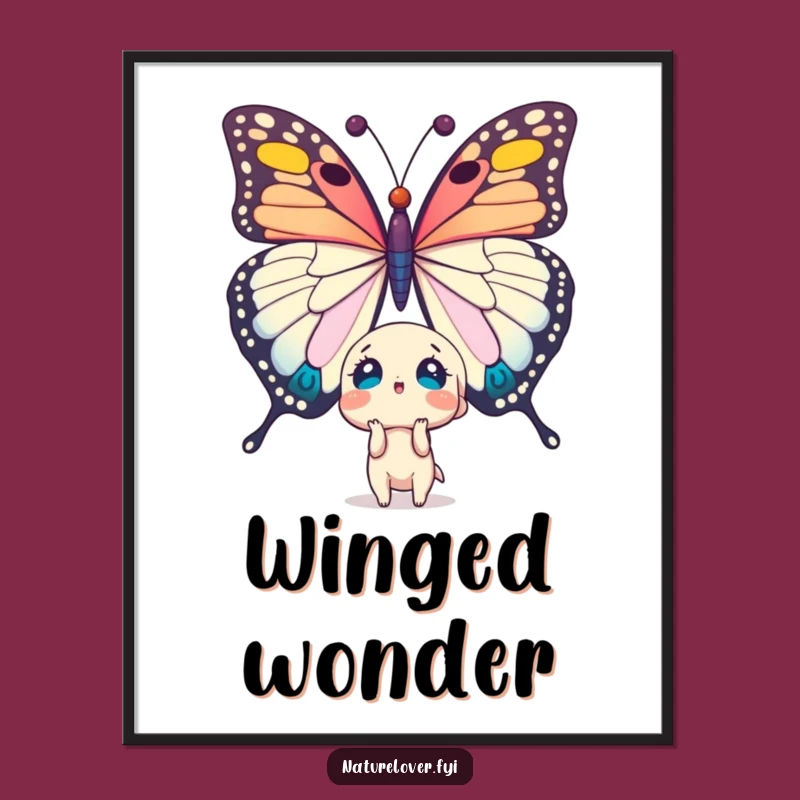 Funny Surprised Character Butterfly Digital Art - Instant Humor for Your Walls