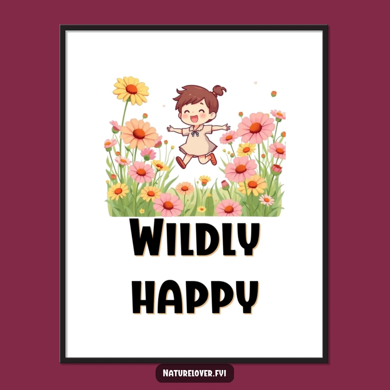 Funny Wildflower Skipper Digital Art - Joyful Character Print for Instant Decor