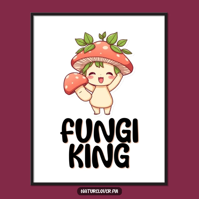 Funny Woodland Triumph Digital Art: Character, Mushroom, Instant Funny Gift Download