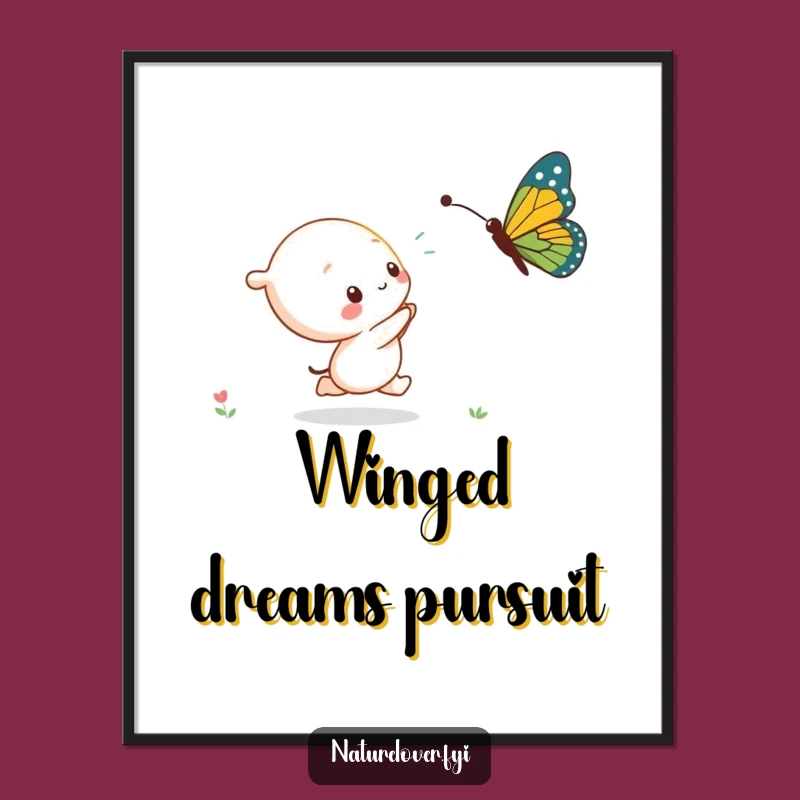 Funny Kawaii Butterfly Dream Digital Art Print - Cute Character, Perfect Funny Gift