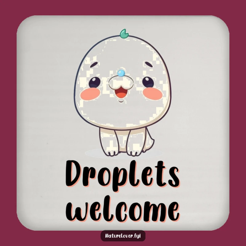 Funny Raindrop Smile Coaster - Protect Surfaces with Character Art, Cheerful Gift