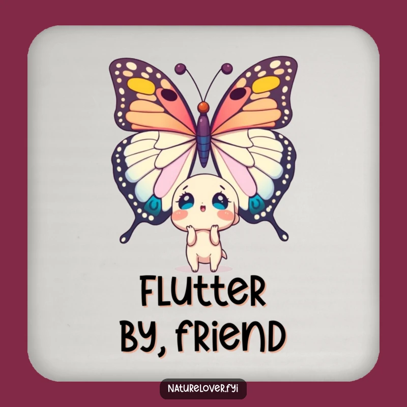 Funny Surprised Character Butterfly Coaster - Protect Surfaces with Humor