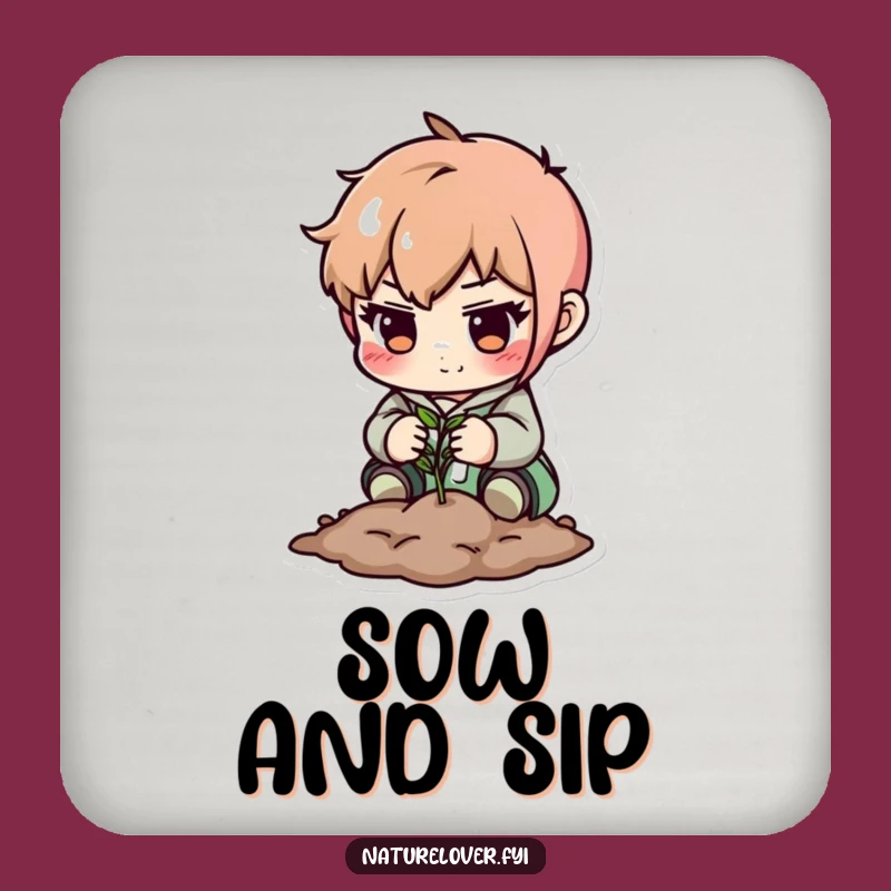 Funny Determined Character Planting Coaster - Protect Tables with Care