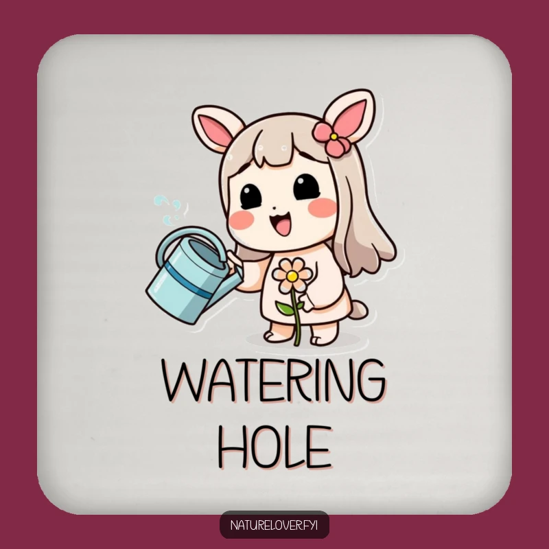 Funny Flower Care Coaster: Gardener Character, Table Protection Funny Gift