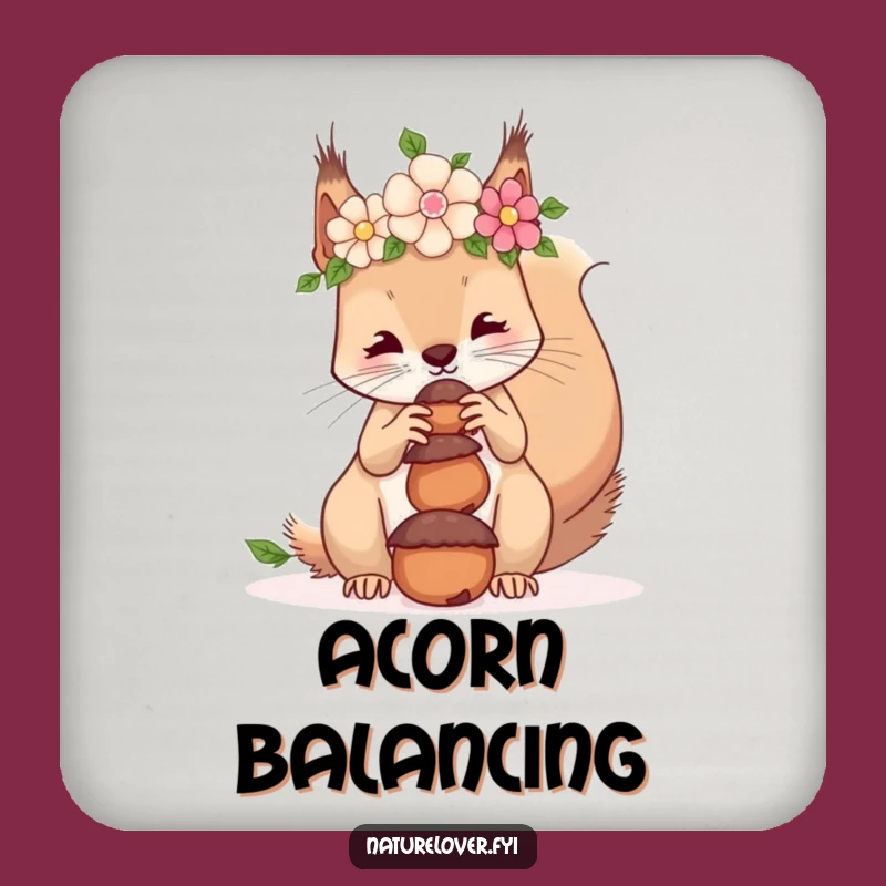 Funny Squirrel Flower Crown Coaster: Protect Surfaces with Whimsy