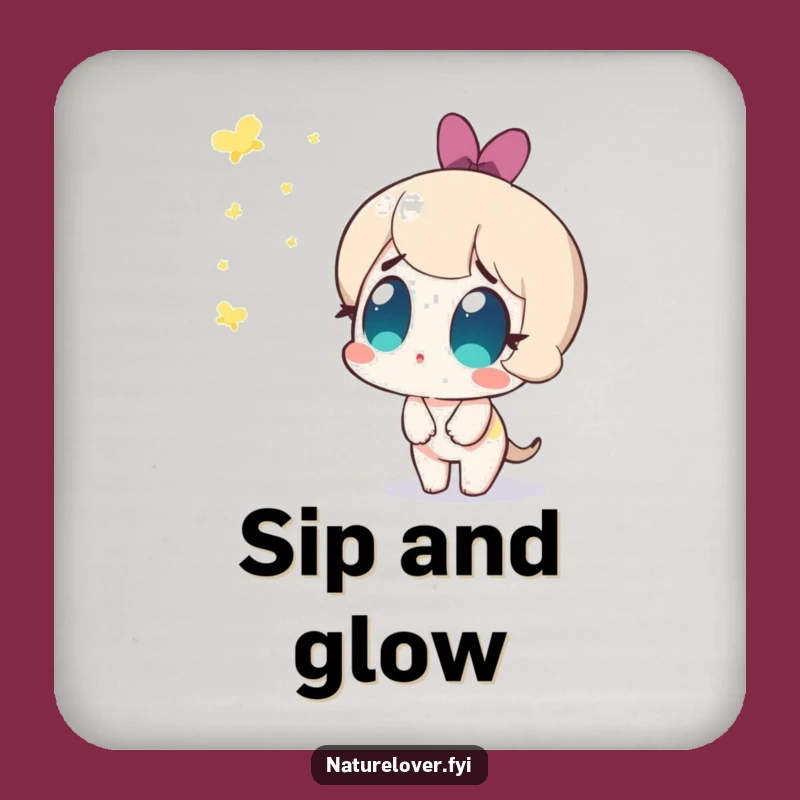 Funny Firefly Coaster: Cute Character Amazed, Perfect Funny Gift for Tables