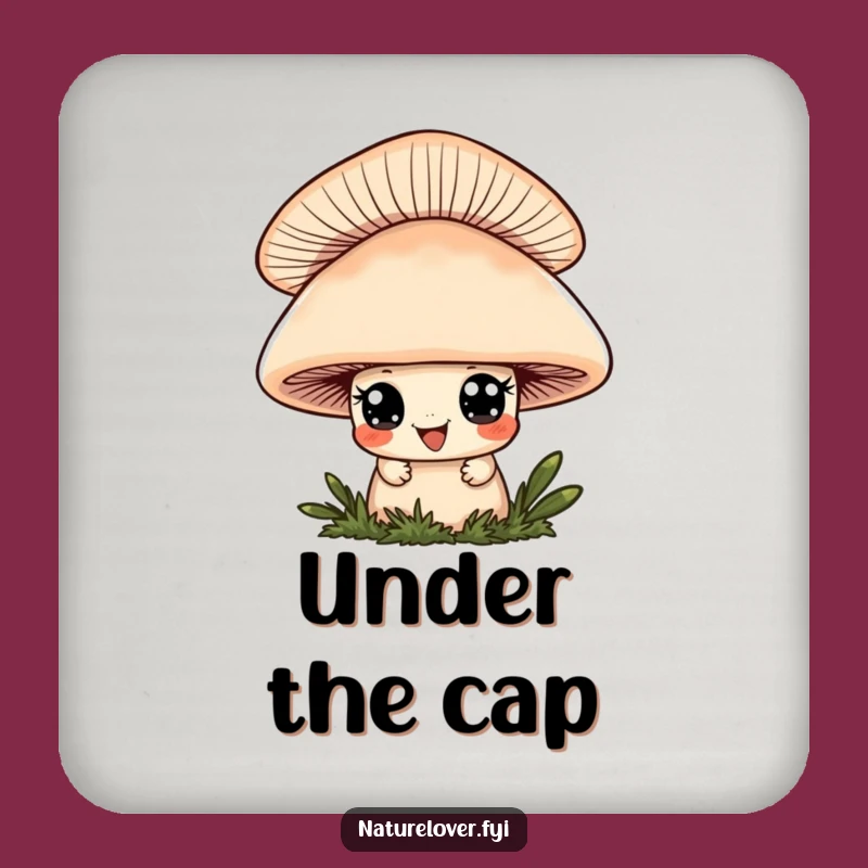 Funny Mushroom Peeker Coaster - Protect Surfaces with Character Art, Whimsical Gift