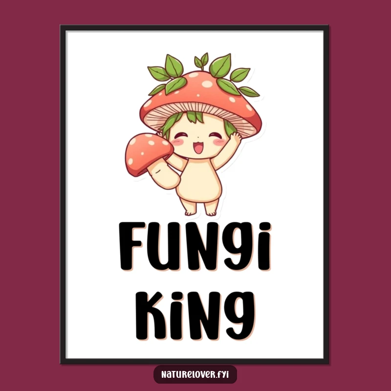 Funny Forest Find Poster: Character with Mushroom, Humorous Wall Art Funny Gift