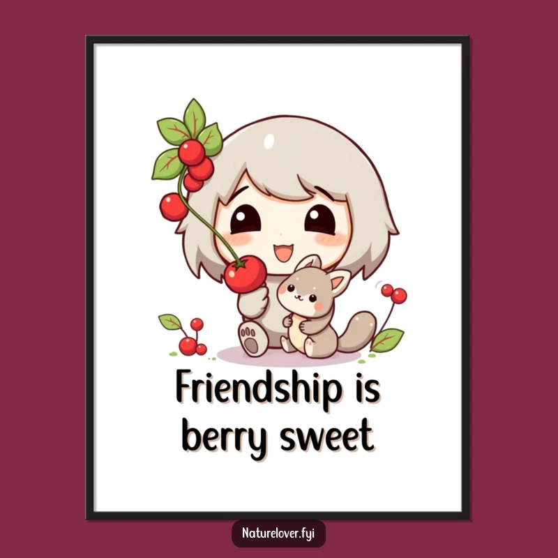 Funny Berry Buddy Poster: Adorable Art for Wall Decor