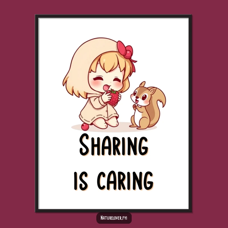 Funny Berry Sharing Moment Poster: Whimsical Art of Friendship