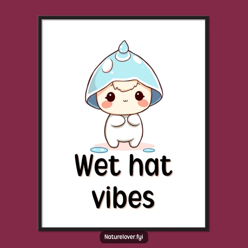 Funny Dewdrop Hat Poster - Comical Tiny Character Wall Art