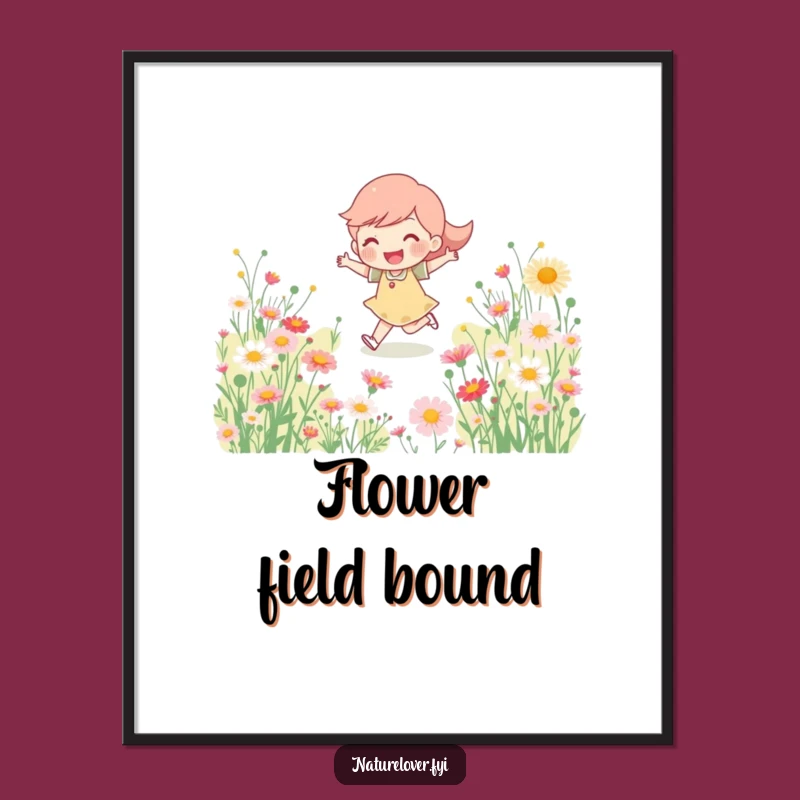 Funny Wildflower Meadow Art Print, Joyful Character Wall Decor for a Happy Vibe
