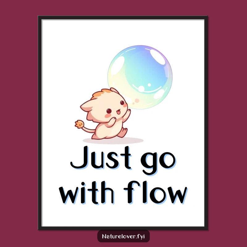 Funny Wall Art: Creature's Bubble Chase Poster for Playful Decor