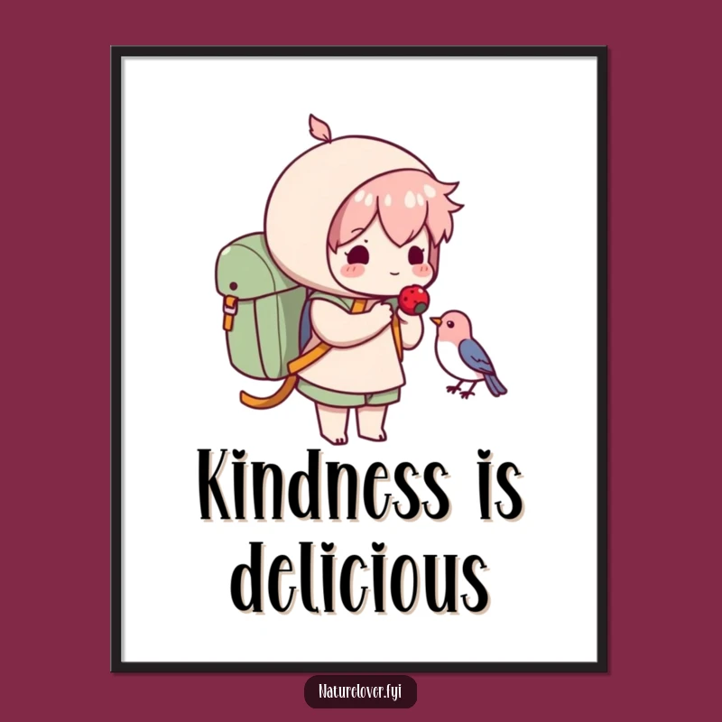 Funny Little Acts of Kindness Poster: Character, Bird, Humorous Wall Art Funny Gift