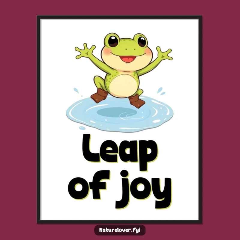 Funny Frog Boots Puddle Poster - Charming Wall Art for a Smile