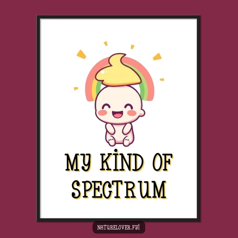 Funny Wall Art: Tiny Character's Rainbow Admiration Poster for Joy