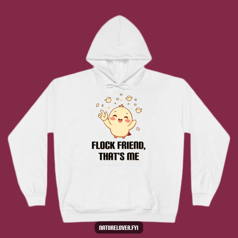 Funny Bird Greeting Hoodie: Cozy Happy Character Waving at Tiny Birds, Warm Gift