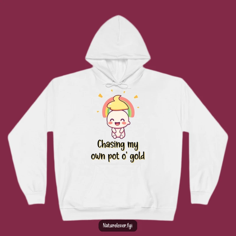 Funny Cozy Hoodie: Tiny Character's Rainbow Joyful Adventure