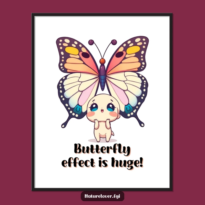 Free Printable Wall Art: Surprised Character & Giant Butterfly Funny Downloadable Decor
