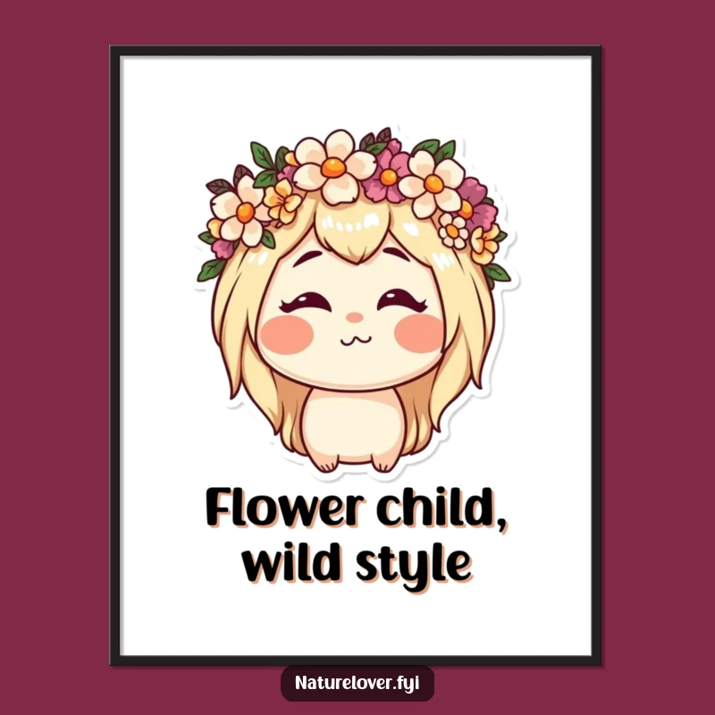 Funny Free Printable Wall Art: Flower Crown Face