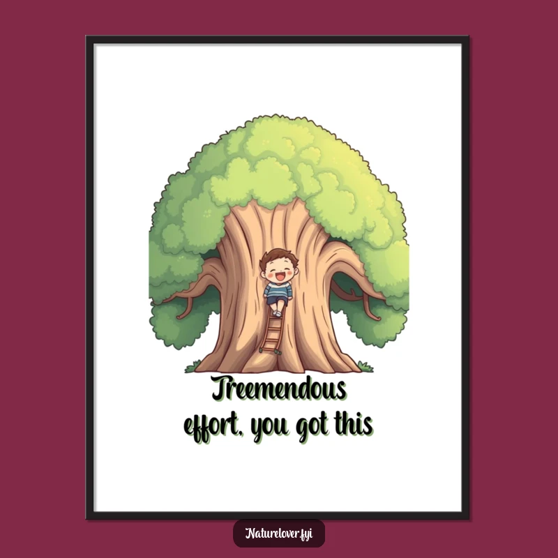 Free Printable Wall Art: Climbing Tree Figure, Funny Downloadable Decor