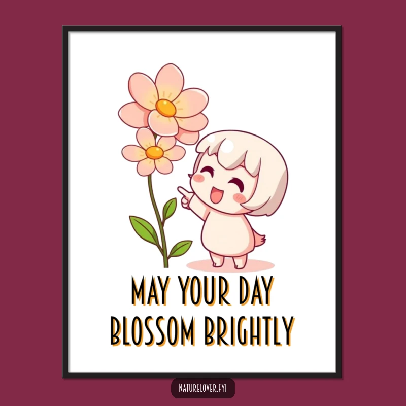 Free Printable Wall Art: Cute Character Flower Admiration Funny Art Downloadable