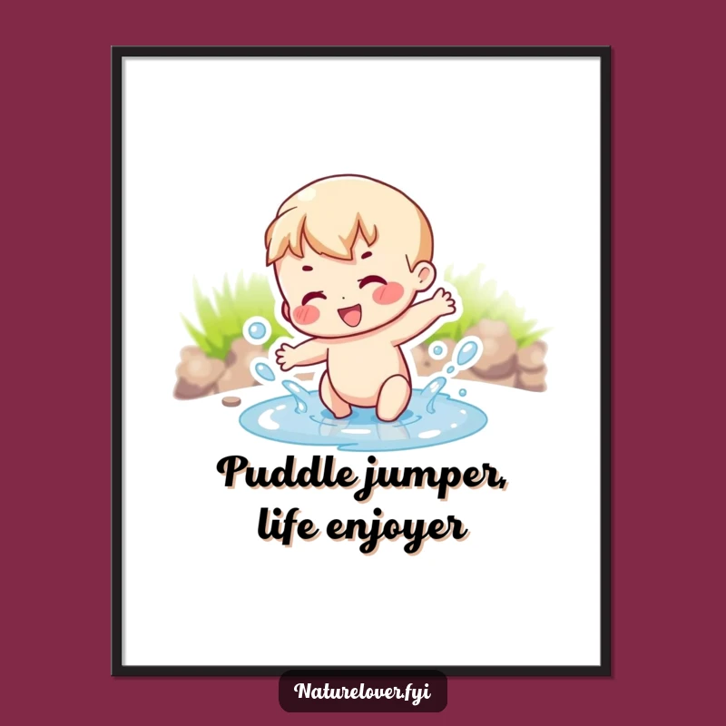 Free Printable Wall Art: Puddle Splashing Character, Funny Downloadable Decor