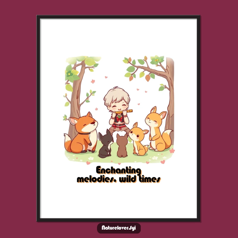 Funny Free Printable Wall Art: Flute Player Character, Enchanting Downloadable Decor