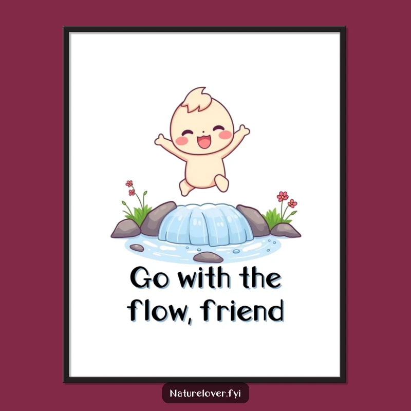 Funny Free Printable Wall Art: Joyful Stream Leaper - Energetic Home Decor!